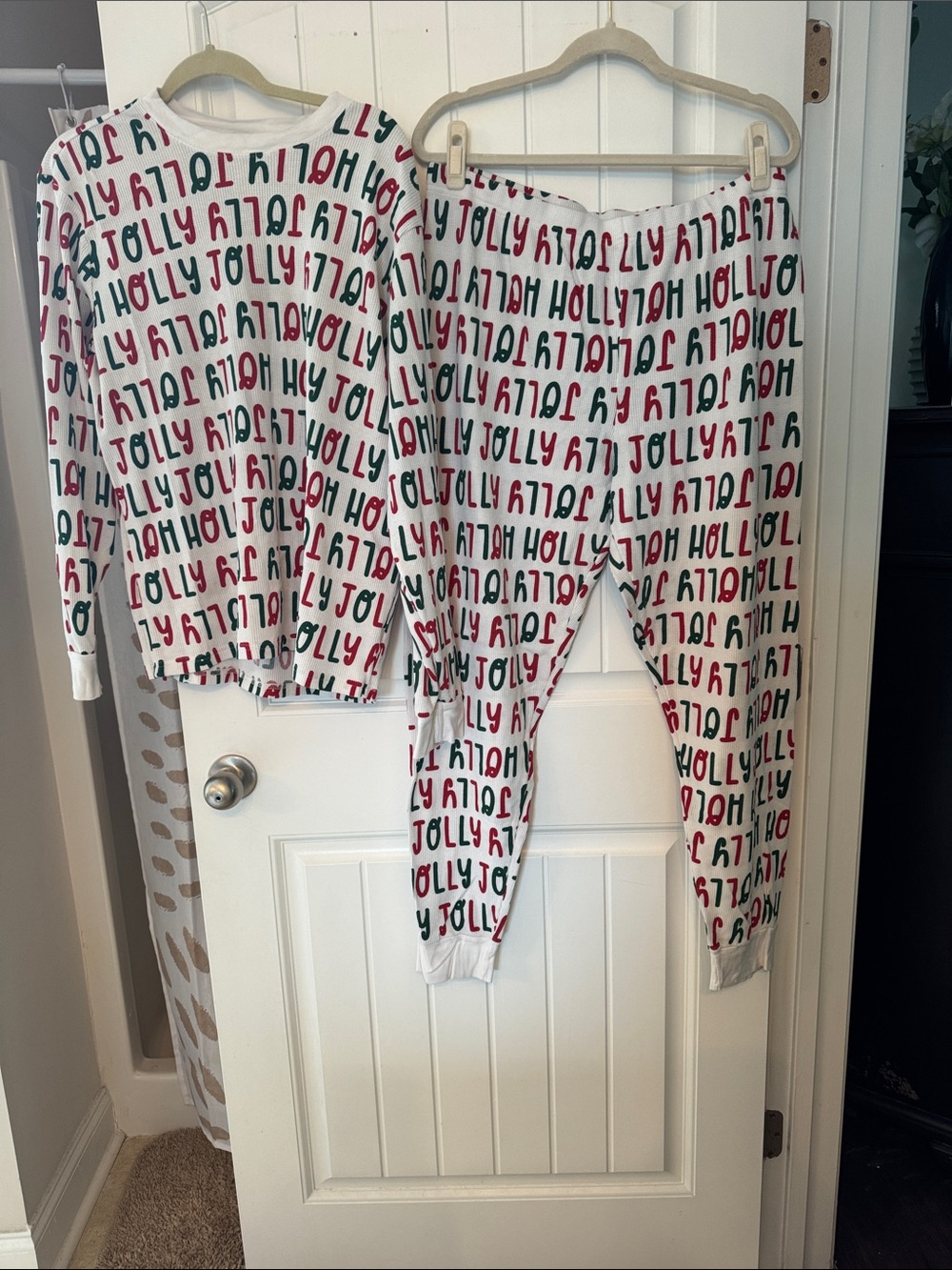 Carter's White Thermal Top with Red & Green Lettering